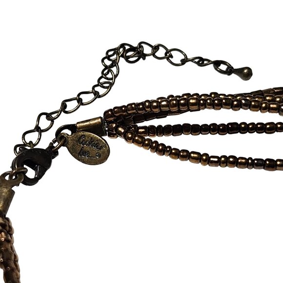 Cookie Lee Boho Bronze Seed Beaded Necklace Multi-Strand Fashion Jewelry Women - Picture 4 of 5